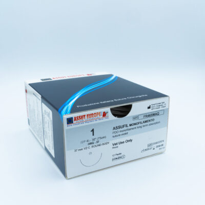 Assut Europe ASSUFIL MONOFILAMENT Absorbable Surgical Suture USP Size 1, (HRG-37) 37 mm 1/2 C. TAPER, 30 Inches (75 cm), 12 Count, Veterinary Use Only
